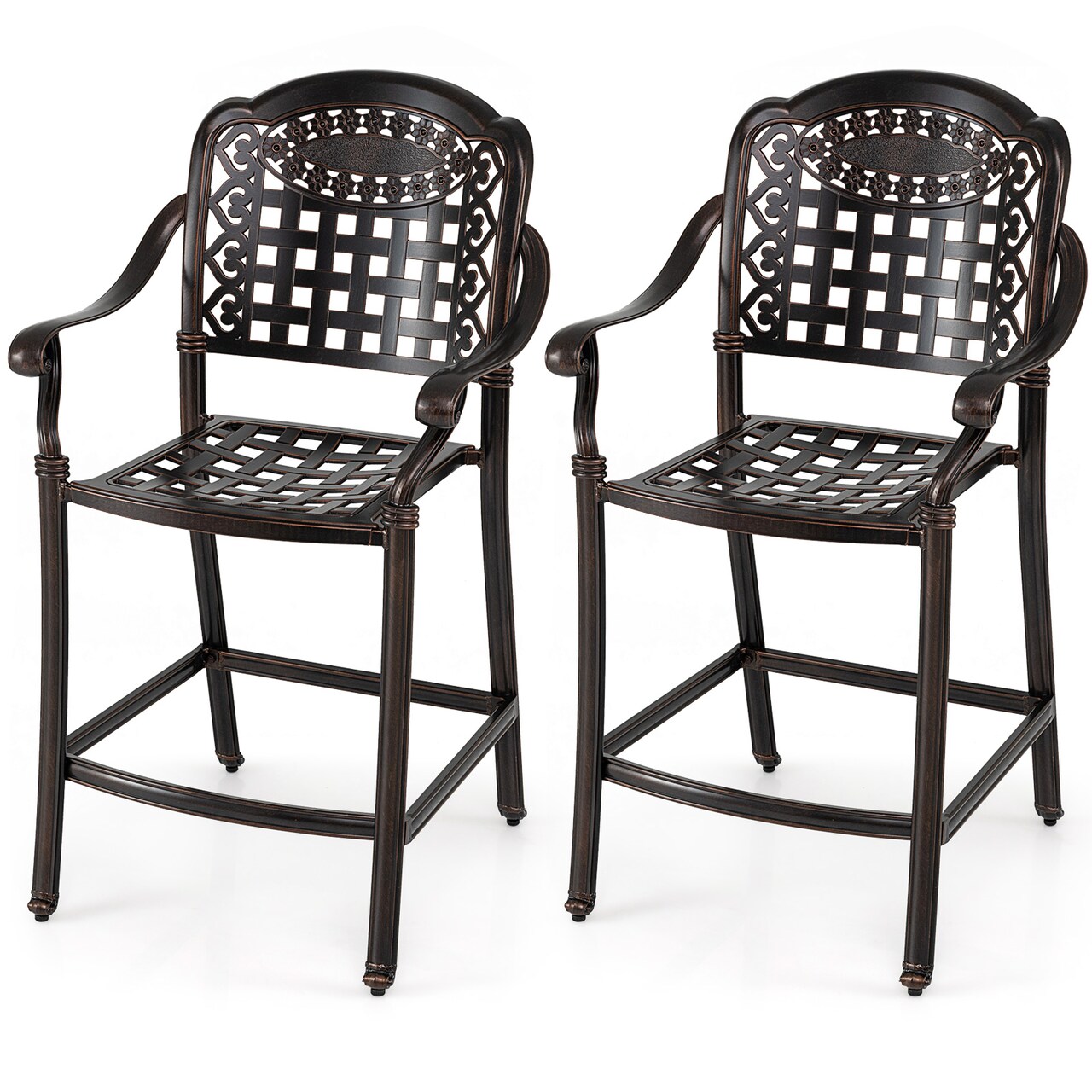 Outdoor Bar Stool 25.5" Counter Height Cast Aluminum Set of 2
